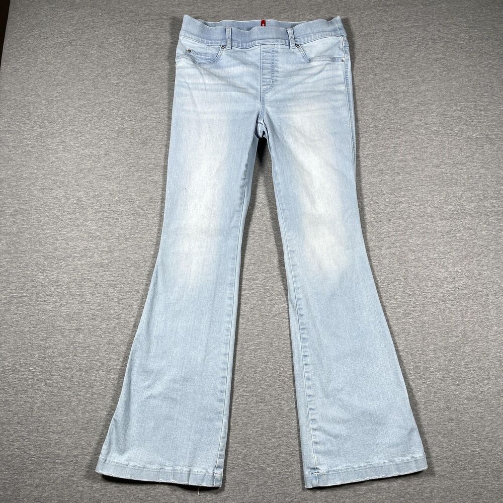 Spanx Jeans Womens Medium Blue Flared High Rise Denim Petite Comfort